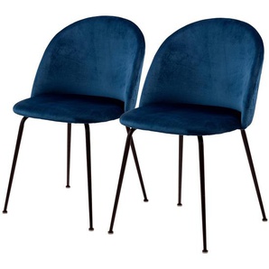 Polsterstuhl Luray 2er-Set 50 x 81 x 54cm Blau/Dunkelblau