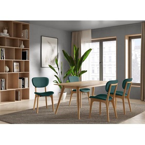 Polsterstuhl Nadir 2er-Set 50 x 88 x 62cm Türkis/Dunkelgrün Buche Hell