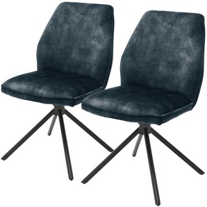 Polsterstuhl Oaklawn 2er-Set 52 x 89 x 64cm Blau/Meerblau