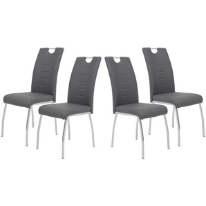Polsterstuhl 4er-Set mit Griff Christopher ¦ grau ¦ Maße (cm): B: 64 H: 100