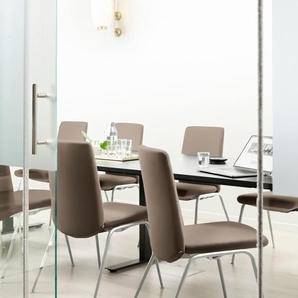 Polsterstuhl STRESSLESS Laurel Stühle Gr. B/H/T: 57 cm x 92 cm x 59 cm, Leder BATICK, Stahl, braun (mole batick, chrom matt) Polsterstühle Low Back, Größe L, mit Beinen aus Stahl in Chrom matt