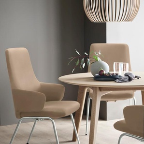 Polsterstuhl STRESSLESS Laurel Stühle Gr. B/H/T: 58 cm x 105 cm x 60 cm, Leder PALOMA, Stahl, braun (almond paloma, chrom glänzend) Polsterstühle High Back mit Armlehne, Größe L, Beinen aus Stahl in Chrom