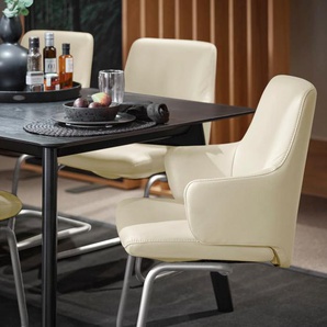 Polsterstuhl STRESSLESS Laurel Stühle Gr. B/H/T: 58 cm x 92 cm x 60 cm, Leder PALOMA, Stahl, beige (vanilla paloma, chrom glänzend) Polsterstühle Low Back mit Armlehne, Größe L, Beinen aus Stahl in Chrom glänzend