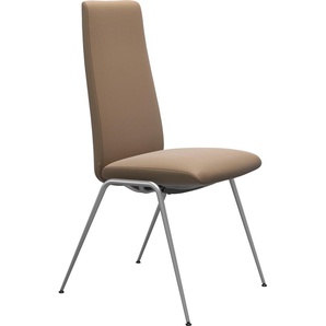 Polsterstuhl STRESSLESS Laurel Stühle Gr. B/H/T: 57 cm x 105 cm x 60 cm, Leder PALOMA, Stahl, braun (almond paloma, chrom matt) Polsterstühle High Back, Größe M, mit Beinen aus Stahl in Chrom matt