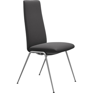 Polsterstuhl STRESSLESS Laurel Stühle Gr. B/H/T: 57 cm x 105 cm x 60 cm, Leder PALOMA, Stahl, grau (rock paloma, chrom matt) Polsterstühle High Back, Größe M, mit Beinen aus Stahl in Chrom matt