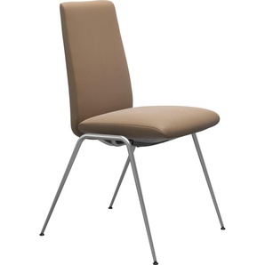 Polsterstuhl STRESSLESS Laurel Stühle Gr. B/H/T: 57 cm x 92 cm x 59 cm, Leder PALOMA, Stahl, braun (almond paloma, chrom matt) Polsterstühle Low Back, Größe M, mit Beinen aus Stahl in Chrom matt