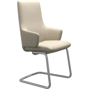 Polsterstuhl STRESSLESS Laurel Stühle Gr. B/H/T: 58 cm x 105 cm x 60 cm, Leder BATICK, Stahl, beige (cream batick, chrom matt) Polsterstühle High Back mit Armlehne, Größe L, Beinen aus Stahl in Chrom matt