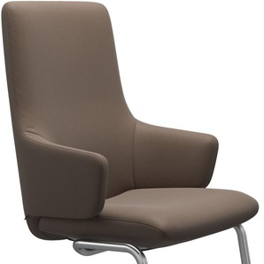 Polsterstuhl STRESSLESS Laurel Stühle Gr. B/H/T: 58 cm x 105 cm x 60 cm, Leder BATICK, Stahl, braun (mole batick, chrom matt) Polsterstühle High Back mit Armlehne, Größe L, Beinen aus Stahl in Chrom matt