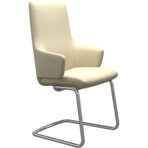 Polsterstuhl STRESSLESS Laurel Stühle Gr. B/H/T: 58 cm x 105 cm x 60 cm, Leder PALOMA, Stahl, beige (vanilla paloma, chrom glänzend) Polsterstühle High Back mit Armlehne, Größe L, Beinen aus Stahl in Chrom