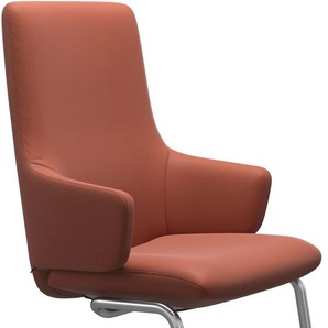 Polsterstuhl STRESSLESS Laurel Stühle Gr. B/H/T: 58 cm x 105 cm x 60 cm, Leder PALOMA, Stahl, rot (henna paloma, chrom glänzend) Polsterstühle High Back mit Armlehne, Größe L, Beinen aus Stahl in Chrom