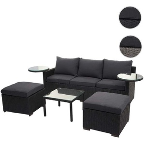 Poly-Rattan Garnitur HWC-J38, Garten-/Lounge-Set Sitzgruppe, Spun Poly halbrundes Rattan ~ anthrazit, Kissen dunkelgrau