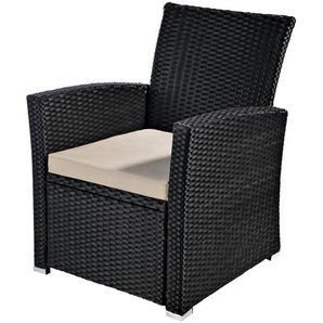Poly Rattan Garten Terrassen Sessel  Rattanstuhl Gartenstuhl Rattan Schwarz