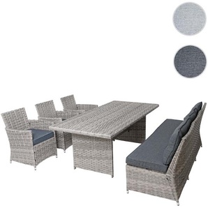 Poly-Rattan Sitzgruppe HWC-G59, Gartengarnitur Sofa Lounge-Set, 200x100cm ~ grau, Kissen dunkelgrau