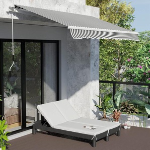 Polyrattan Doppelliege Sonnenliege Gartenliege für 2 Personen Relaxliege Luxus Lounge 5-stufige Rückenlehne