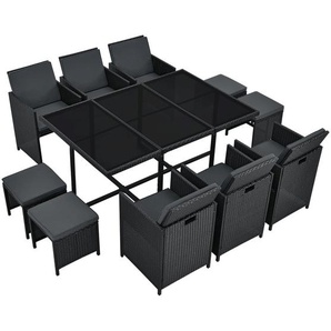 Polyrattan Essgruppe Baracoa XL - 11 teilig schwarz