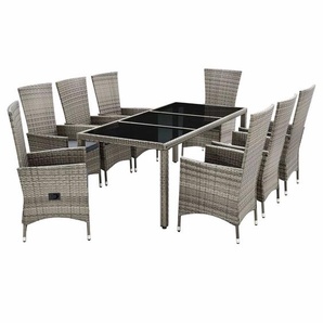 Polyrattan Gartenmöbel Sitzgruppe Rimini Plus grau-meliert & dunkelgraue Bezüge