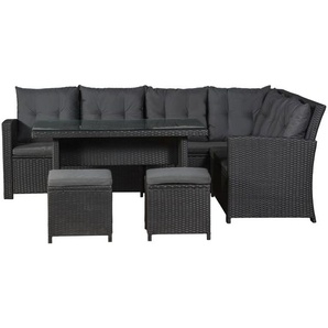 Polyrattan Lounge / Sitzgarnitur Santa Catalina schwarz - Bezüge in Dunkelgrau