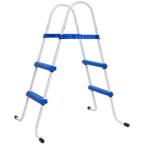 Pool-Leiter Blau und Weiß 84 cm Stahl
