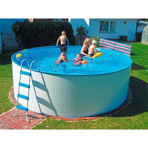 Pool-Set, Weiß, Metall, 3-teilig, 120 cm, Freizeit, Pools und Wasserspaß, Aufstellpools, Aufstellpools