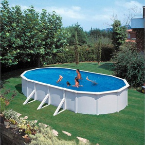 Pool-Set, Weiß, Metall, 5-teilig, 360x120x730 cm, Freizeit, Pools und Wasserspaß, Aufstellpools, Aufstellpools