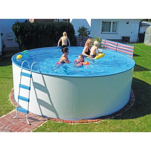 Pool-Set, Weiß, Metall, 2-teilig, 120 cm, Freizeit, Pools und Wasserspaß, Aufstellpools, Aufstellpools