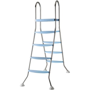 Poolleiter GRE für Aufstellpools Leitern Gr. B/H/L: 8 cm x 142 cm x 45 cm, blau (aluminiumfarben, blau) Poolleitern