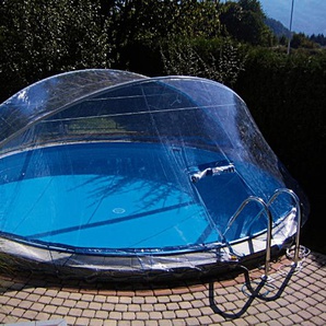 Poolverdeck CLEAR POOL Cabrio Dome Verdecke farblos (transparent) Poolplanen ØxH: 350x145 cm