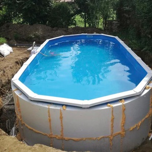 Poolwandisolierung KWAD Pool Protector T60 Bauplatten weiß Poolzubehör -reinigung für Ovalformbecken der Größe 730x360x132 cm