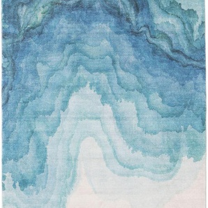 Pop Kurzflor Teppich Mara Blau 160x230 cm - Moderner Teppich für Wohnzimmer
