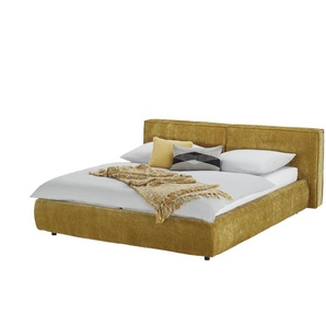 pop Polsterbettgestell im Flachcord-Bezug Calas - gelb - Materialmix - 222 cm - 91 cm | Möbel Kraft