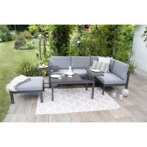 Porto Gartenlounge Set - Aluminium, grau, für 5 Personen, wetterfest - Ecklounge, Lounge Set, Loungegarnitur bellavista Home&Garden / Green Spirit
