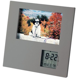 Portrait Retro Analog Acrylic Quartz Alarm Tabletop Clock in Gray