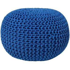 Pouf Blau 100% Baumwolle Rund ⌀ 50 cm Elegant Modern