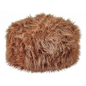 Pouf Braun aus Kunstfell 50 x 50 x 30 cm Quadratisch mit eps Perlen Füllung Flauschig Hocker Wohnaccessoire für Wohnzimmer Schlafzimmer Flur