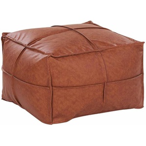 Pouf Braun Kunststoffleder 60 x 45 cm Sitzpouf Wohnzimmer Salon