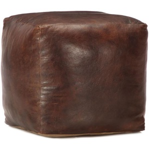 Pouf Dunkelbraun 40 x 40 x 40 cm Echtes Ziegenleder