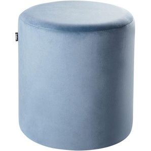 Pouf Hellblau Samt ⌀ 47 cm Rund Modern Glamourös Luxuriös Sitzhocker Ottoman Samthocker Fußhocker Schemel für Wohnzimmer Schlafzimmer