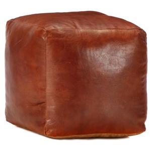 Pouf Hellbraun 40 x 40 x 40 cm Echtes Ziegenleder