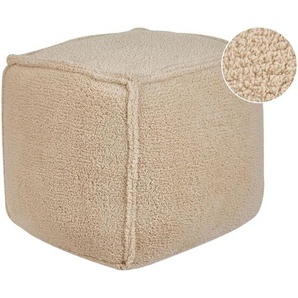 Pouf Hellbraun 40 x 40 x 40 cm Polyester Juta Quadratisch Stoff Sitzhocker