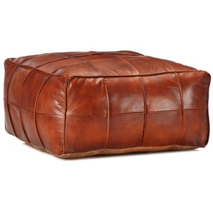 Pouf Hellbraun 60 x 60 x 30 cm Echtes Ziegenleder