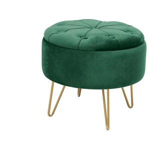 Pouf mit Füßen Anna ¦ grün ¦ Maße (cm): B: 38 H: 33  Ø: 38