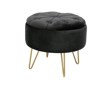 Pouf mit Füßen - schwarz - Materialmix - 38.0 | Möbel Kraft