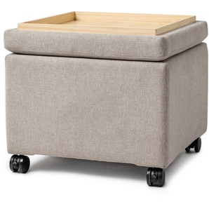Pouf mit Rollen und Tablett