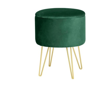 Pouf mit Stauraum - grün - Materialmix - 35.0 | Möbel Kraft