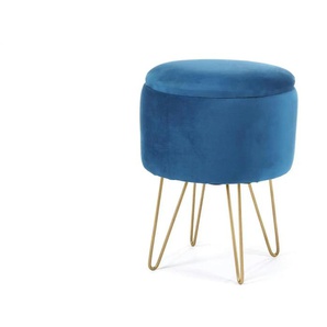 Pouf mit Stauraum Lelia ¦ blau ¦ Maße (cm): B: 35 H: 45  Ø: 35