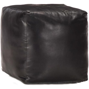 Pouf Schwarz 40 x 40 x 40 cm Echtes Ziegenleder