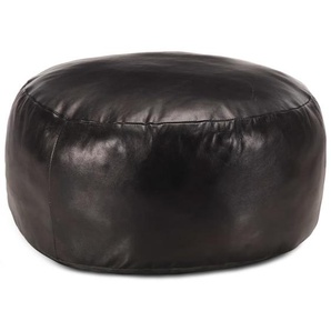 Pouf Schwarz 60 x 30 cm Echtes Ziegenleder