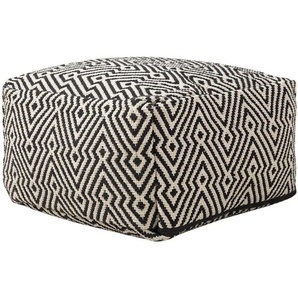 Pouf Schwarz/Weiß Baumwolle 50 x 50 cm Quadrat Modern/Elegant