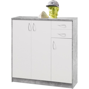 Preisbrecher Kommode Beistellschrank Sideboard Anrichte Standschrank Holzkommode Olli VI Beton / Weiß 150195-0004