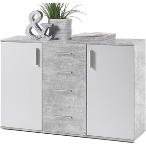 Preisbrecher Kommode Sideboard Schrank Mehrzweckschrank Standschrank Freida V Beton / Weiß 150129-0002